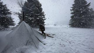 Caught in a Storm - Winter Camping in a Snowstorm with Dogs Snow Windy Bad Weather