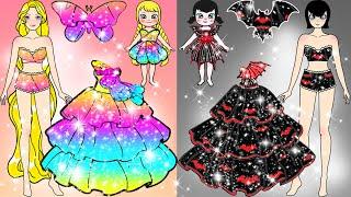 Butterfly And Vampire Mother And Daughter Dresses - Paper Barbie Dress Up  Woa Doll American Kids