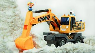 중장비 포크레인 눈 치우기 놀이 Tayo Excavator toys with snowplow