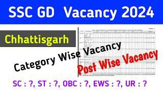  SSC GD CHHATTISGARH CATEGORY WISE VACANCY 2024  SSC GD VACANCY 2024  SSC GD POST WISE VACANCY
