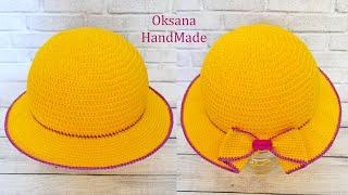 Шляпа крючком с ввязанным бантом. Мастер класс. Womens crochet hat