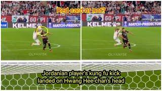 The moment Jordan defender Ihsan Haddad kicked Hwang Hee-chan in the head   Jordan vs South Korea