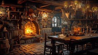 Cozy Tavern Fireplace - Medieval Inn Ambience  1 Hour of Relaxing Sound