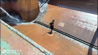 Barge unloading 3300 tons of cobblestone - Relaxing video