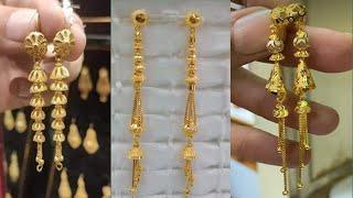 22k latest Gold Sui dhaga Earrings Design With weightTrending Sui dhaga earrings design