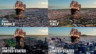 Hiroshima Bomb Destruction Comparison in Different Cities