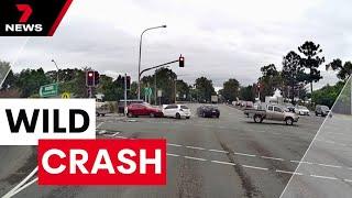 Dash cam footage reveals red light road rage  7NEWS