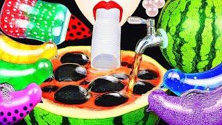 ASMR RAINBOW DRINKS *VAMPIRE BOBA GIANT WATERMELON BUBBLE TEA FROG EGGS 신기한 물 먹방 DRINKING SOUNDS