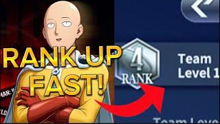 RANK UP GUIDE How To Rank Up & Get Team Level Fast In One Punch Man World