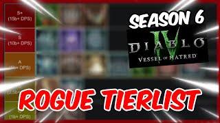 DIABLO 4 ALL Season 6 Rogue Builds RANKED Vessel of Hatred PTR Tierlist