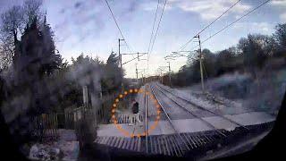 CCTV from Avanti train driver cab shows pedestrian nearly being hit by train