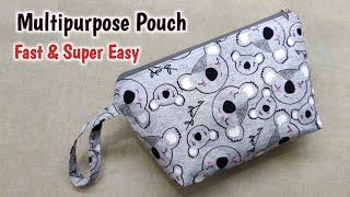 How to Sew Multipurpose Pouch Bag at Home - EASY METHOD  Pouch bag cutting and stitching  DIY BAG