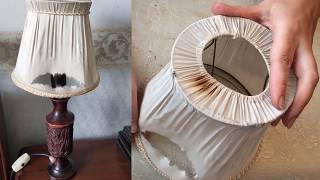 Restoration of a table lamp. Making a new lampshade. DIY  needlework.