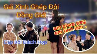 Ghép Đôi Đường Phố # 8  Em Gái Say  và  Cặp Đôi Bách Hợp Hôn Nhau Say Đắm Giữa Phố Đi Bộ Rùa Vàng