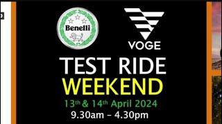 Voge Benelli and MBP demo rides weekend. Get booked in