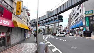 4K Japan - Walking in the KamakuraOfuna where the Shonan Monorail runs  Tokyo Neighbourhoods city.