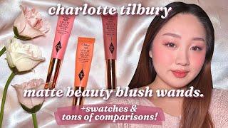 *NEW* CHARLOTTE TILBURY MATTE BEAUTY BLUSH WANDS  Swatches Comparisons Try-Ons  Fair Asian Skin