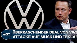 VOLKSWAGEN Überraschende Attacke auf Elon Musk und Tesla VW wagt bei E-Autos den Befreiungsschlag