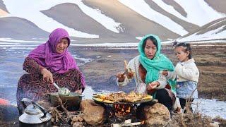 Harvesting wild Vegetables from the Mountains  Shepherd Mother Cooking Shepherd Food in the Nature