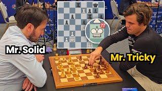 Teimour Radjabovs solidity vs Magnus Carlsens genius  World Blitz 2023 Round 5