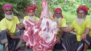 Buffalo Meat Tehari - Water Buffalo Legs Pieces Processing & Cooking by Grandpa - Food for Disabled