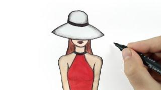 Летний рисунок Рисуем ДЕВУШКУ в шляпе и летнем платье
