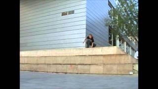 Skateboarding 180 Boneless slam at MACBA 3