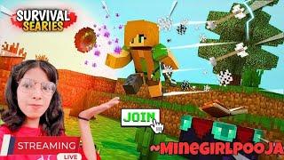 MINE GIRL Pooja  is live  Minecraft Survival series  🪖Warrior smp ️ join with me ️🩵