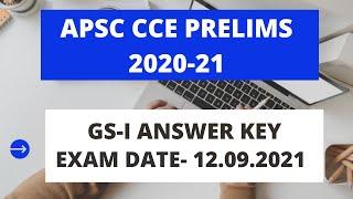 Answer Keys for GS Paper I APSC CCE Prelims 2020-21