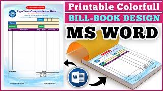 How to Make Printable Colorful Bill Design in Ms Word  Bill Book Receipt Bill Cash Bill Design