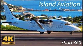 4K All White Air Cargo Carriers Short 360 taxi and departure from St Kitts to Puerto Rico