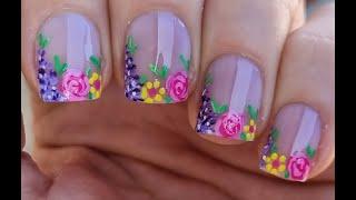 Flowers FRENCH NAIL ART  Negative Space NAILS Tutorial For Beginners
