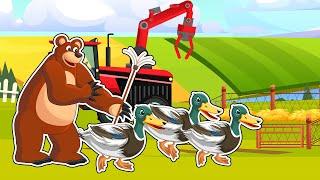 The Bear Farm Farmer Bear Leads the Ducks Back to the Barn  Vehicles Farm