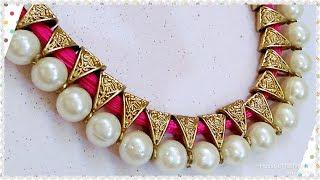 How To Make Antique Silk thread NecklacePearl Jewellery..