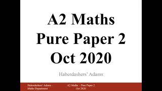 A2 Maths - 2020 - Paper 2 - Q14