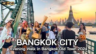  4K HDR  Evening Walk Bangkok Old Town 2024  The Most Beautiful City in The World