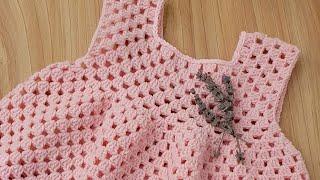 Yakadan başladım hemen bitirdim Tığ işi kolay bebek elbisesi  Bebek örgü modelleri
