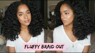 HOW TO- FLUFFY BRAID OUT ON BLOWN OUT HAIR