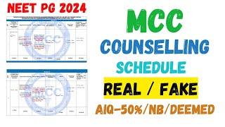 NEET PG 2024  MCC AIQ-50% + DNB + DEEMED + DNB-DIPLOMA Counselling Schedule Published #neetpg2024