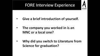 FORE  Interview Experience by ANJALI SINGH APTIMANIA