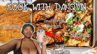 COOKING WITH DA QVN LETS COOK A WEEK OF DINNERS NACHOS FRIED FISH & SMOTHERED CHICKEN