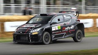 Toyota GR Yaris Rally2 Concept w Gravel Setup Starts Burnouts Turbo Anti-Lag & Sound