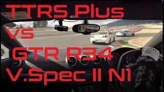 Audi TTRS Plus Vs Nissan GTR R34 3 lap Track Battle