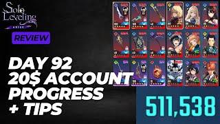 Solo Leveling Arise Day 92 20$ Account Review  Ch18 Hard  Ch15 R   511K TP  F2P Friendly