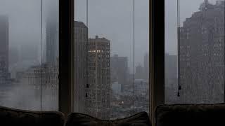New York Apartment  Rain On Window Sounds Thunder Sounds - To Help You Sleep & Study 24 Hrs
