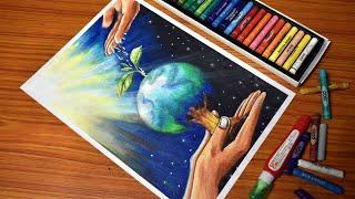 2020 World Environment Day Drawing  5th June Environment day easy pastel drawing Save Environment