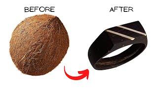 Making the ring using coconut shell  biddis creativity  How to make a ring