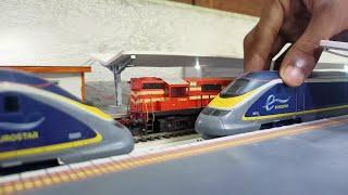 Arrival & Departure of Eurostar train set at Indian Platform ● Eurostar Model train in Indian layout