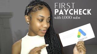 MY FIRST YOUTUBE PAYCHECK WITH 1000 SUBSCRIBERS  HOW MUCH DO SMALL YOUTUBERS MAKE OFF YOUTUBE