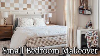 DIY SMALL BEDROOM MAKEOVER ON A BUDGET  BOARD & BATTEN WALLPAPER ACCENT WALL  DECORATING IDEAS